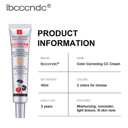 IBCCCNDC Moisturizing CC Cream Waterproof Long-Lasting Makeup Base SPF Concealer 1.5 oz (45ml)